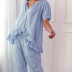 2-delige ruitjes loungewear set - stijlvolle dames pyjama ensemble