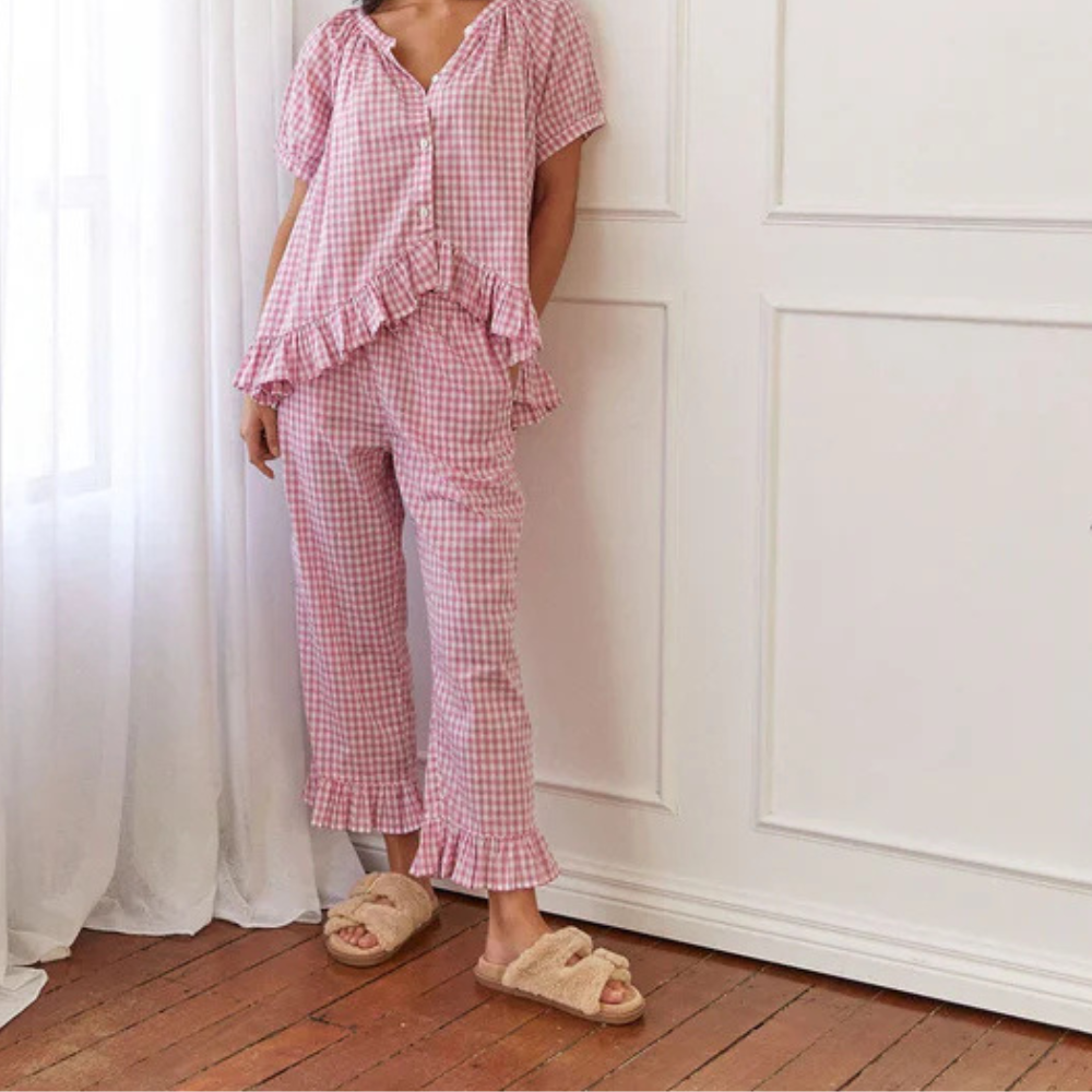 2-delige ruitjes loungewear set - stijlvolle dames pyjama ensemble