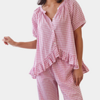 2-delige ruitjes loungewear set - stijlvolle dames pyjama ensemble