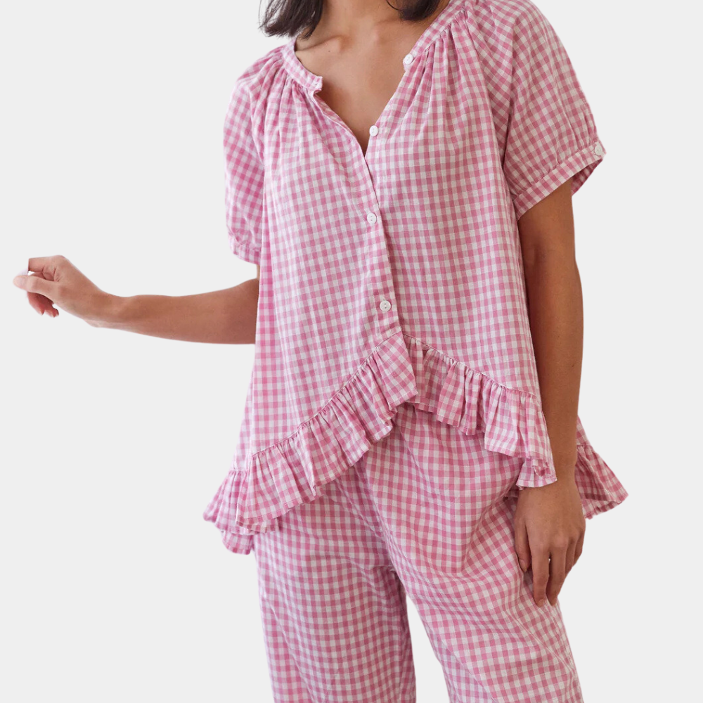 2-delige ruitjes loungewear set - stijlvolle dames pyjama ensemble