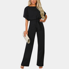 Jumpsuit - stijlvolle dames met wijde pijpen en riem