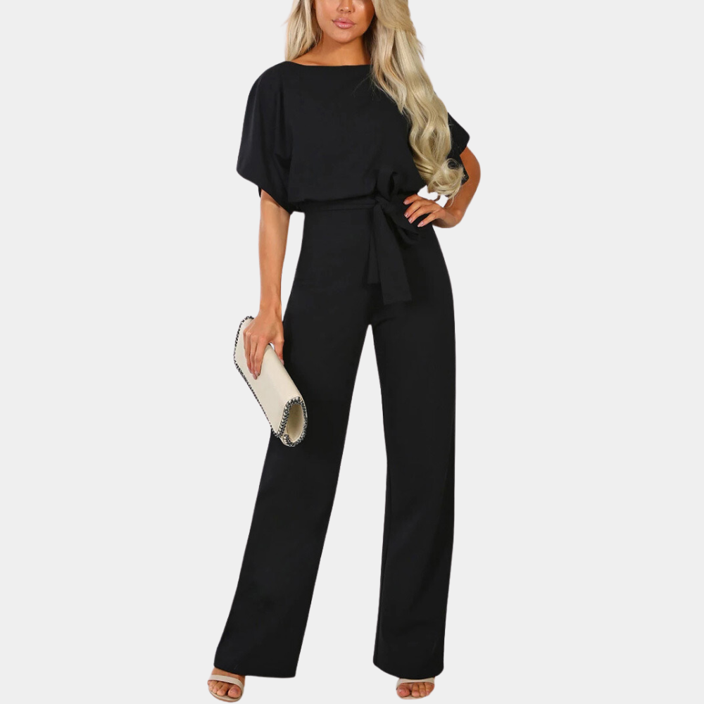 Jumpsuit - stijlvolle dames met wijde pijpen en riem
