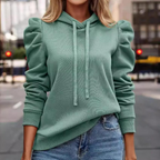 Hoodie - stijlvolle damespullover met pofmouwen