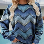 Denimprint sweatshirt - trendy casual top voor dames