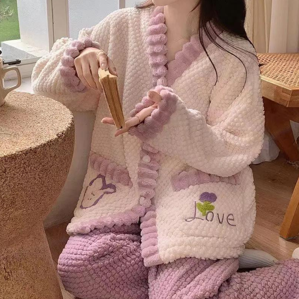 3-delige loungewear set - gezellige dames cardigan en pyjama set