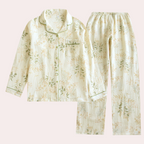 2-delige witte pyjama set met bloemenprint - dames slaapmode