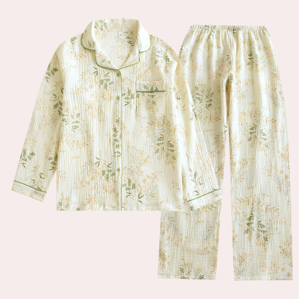 2-delige witte pyjama set met bloemenprint - dames slaapmode