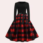 A-lijn jurk - verfijnde lange mouwen damesjurk met stippen