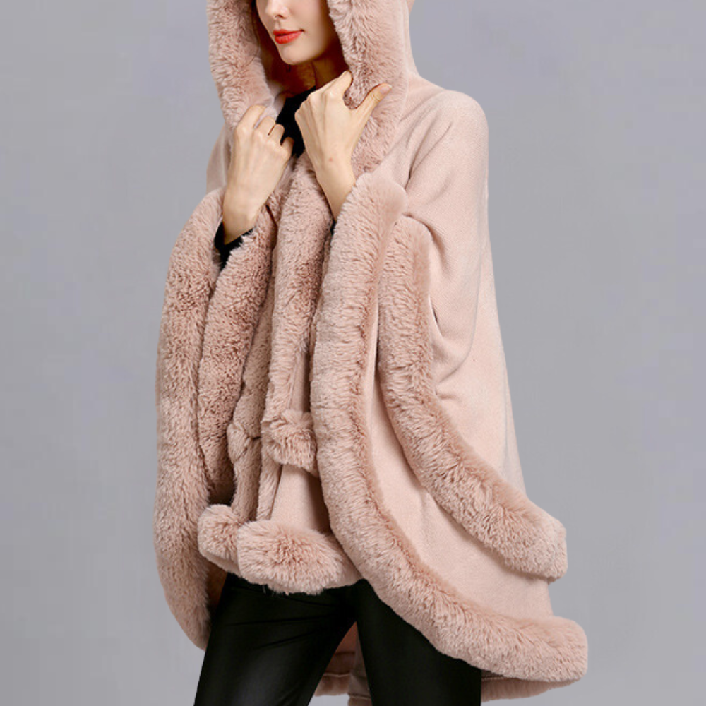 Luxe cape jas - stijlvolle dames faux fur wrap