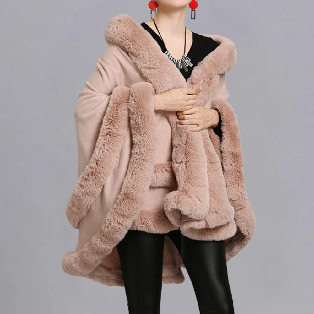 Luxe cape jas - stijlvolle dames faux fur wrap