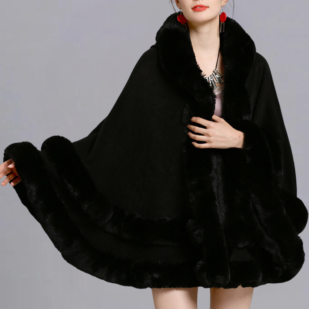 Luxe cape jas - stijlvolle dames faux fur wrap