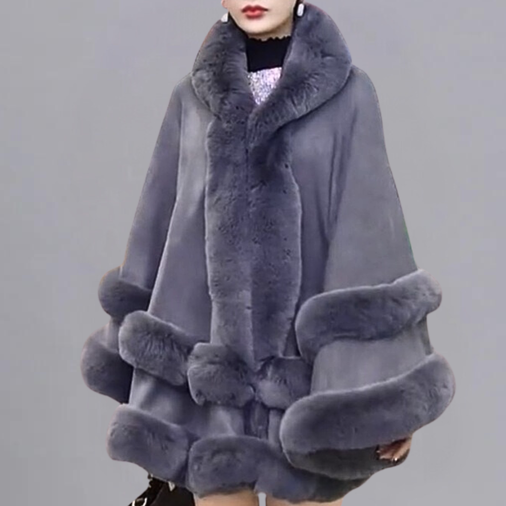 Luxe cape jas - stijlvolle dames faux fur wrap