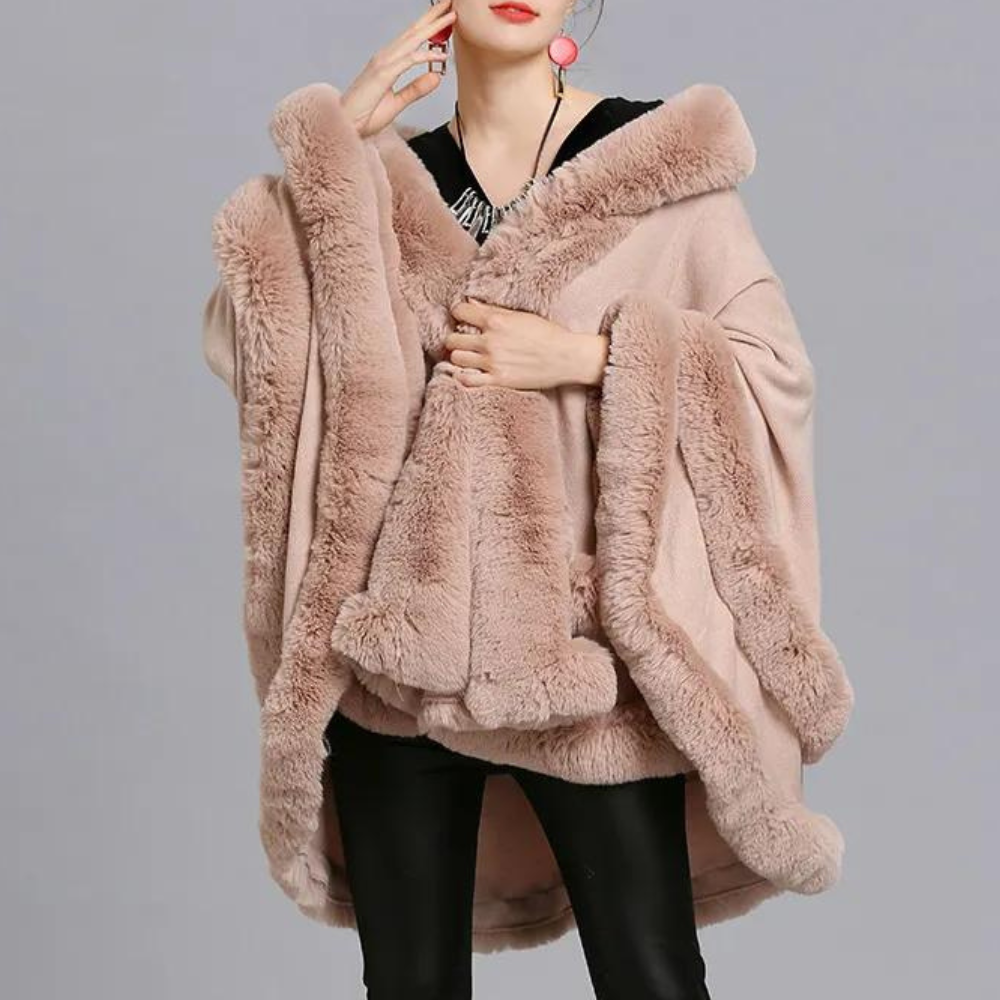 Luxe cape jas - stijlvolle dames faux fur wrap
