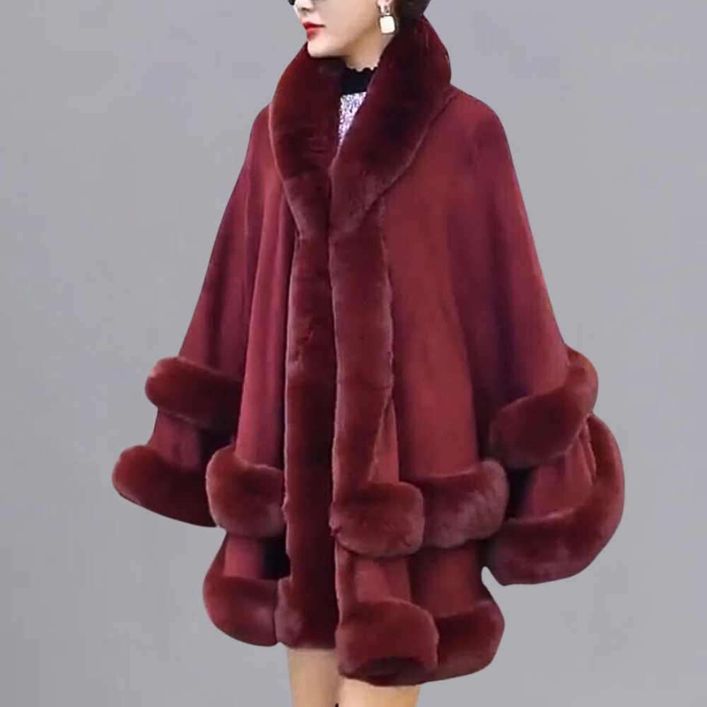 Luxe cape jas - stijlvolle dames faux fur wrap