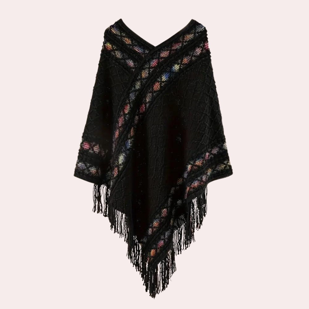 Boho-geïnspireerde poncho - stijlvolle gebreide wrap voor dames