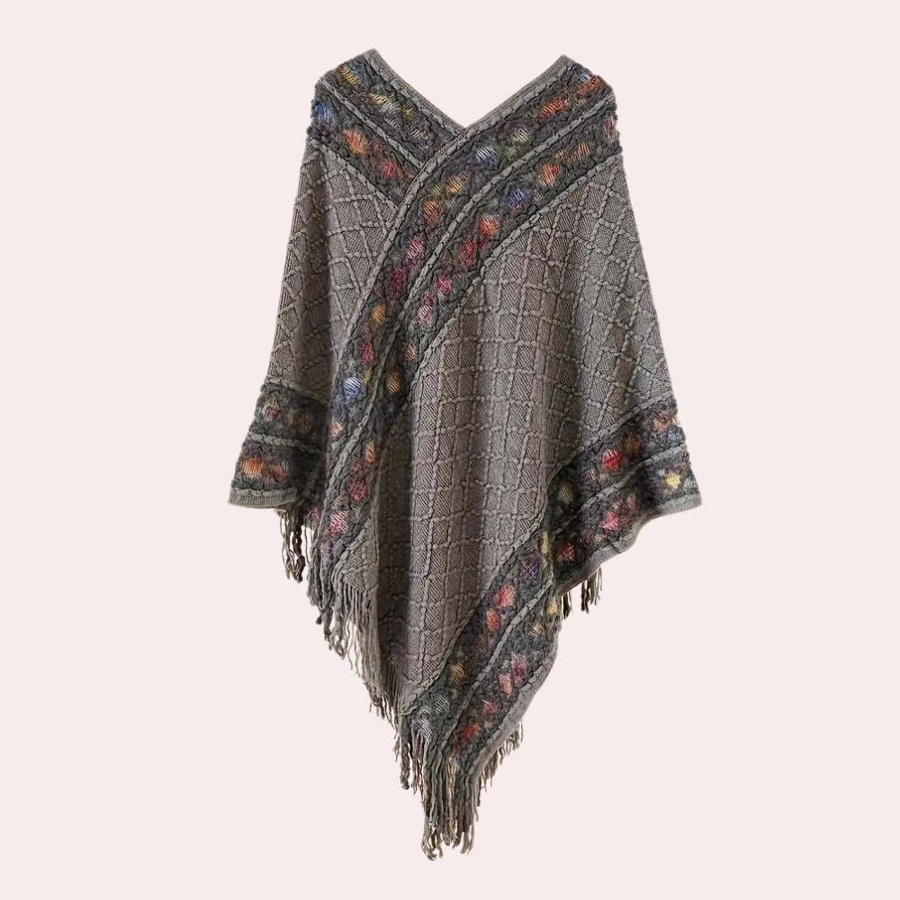 Boho-geïnspireerde poncho - stijlvolle gebreide wrap voor dames