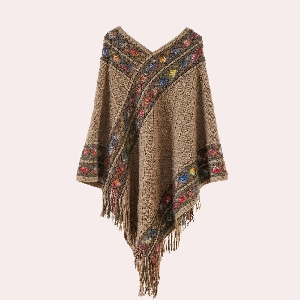 Boho-geïnspireerde poncho - stijlvolle gebreide wrap voor dames