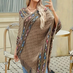Boho-geïnspireerde poncho - stijlvolle gebreide wrap voor dames