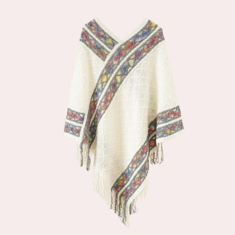 Boho-geïnspireerde poncho - stijlvolle gebreide wrap voor dames