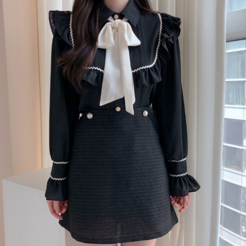 Blouse met ruches - chique lange mouw dames top