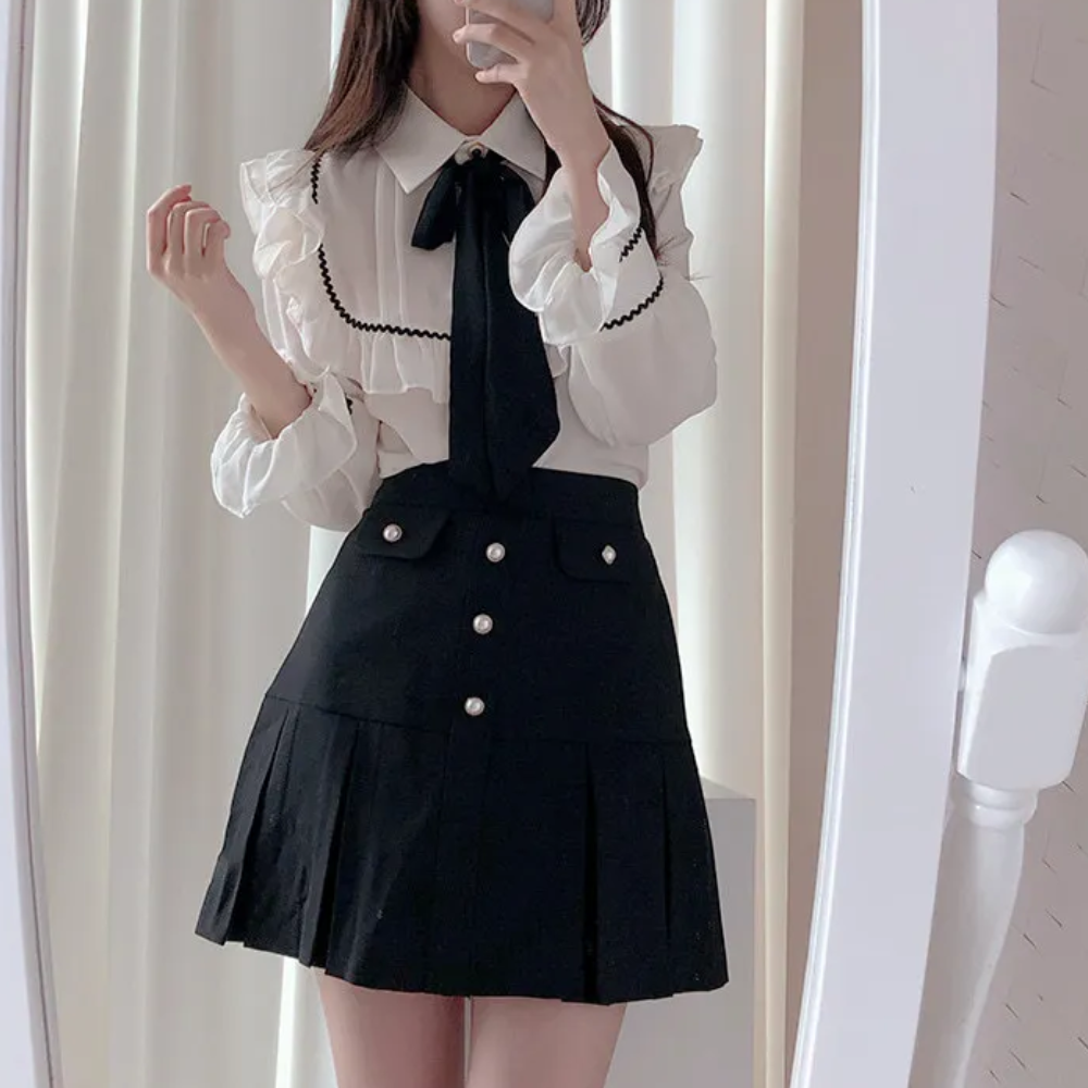 Blouse met ruches - chique lange mouw dames top