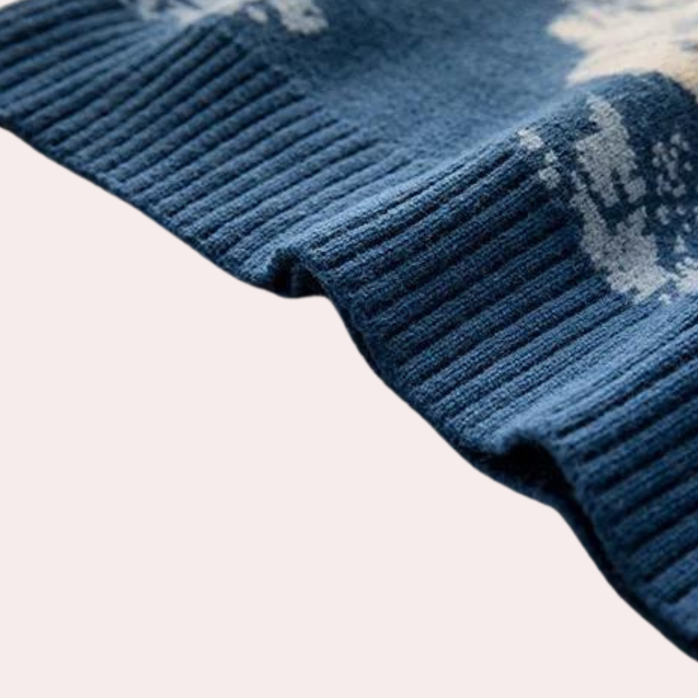 Gebreid trui - bergontwerp in blauw voor dames