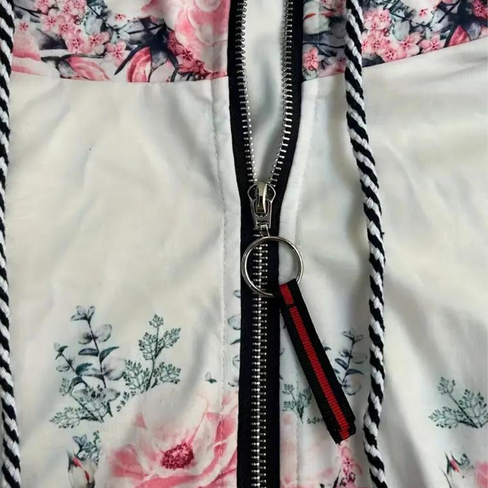 Bloemen zip-up hoodie - trendy dames lange mouw sweatshirt