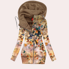 Bloemen zip-up hoodie - trendy dames lange mouw sweatshirt