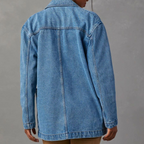 Blauwe oversized denim blazer - casual damesjack met zakken