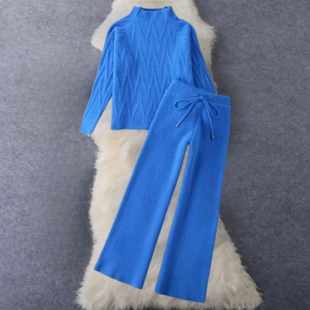 2-delige gebreide set - stijlvolle dames textuurtrui en broek