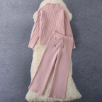 2-delige gebreide set - stijlvolle dames textuurtrui en broek