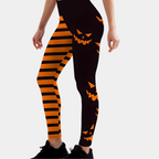 Halloween leggings - stijlvolle zwarte en oranje damesleggings met pompoenen