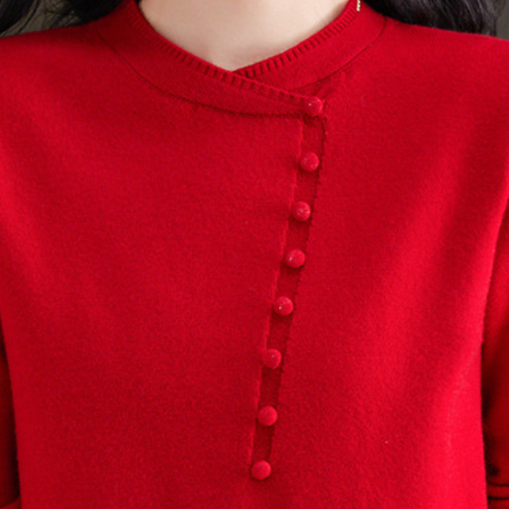 Elegante gebreide pullover voor dames - gezellige trui met knoopdetails