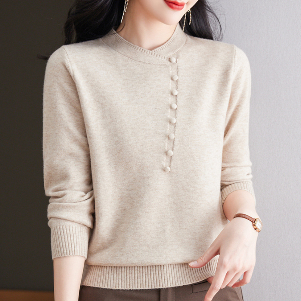 Elegante gebreide pullover voor dames - gezellige trui met knoopdetails