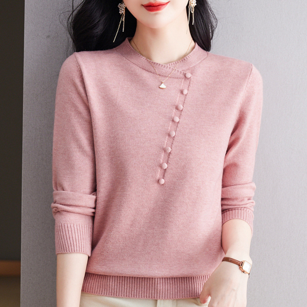 Elegante gebreide pullover voor dames - gezellige trui met knoopdetails