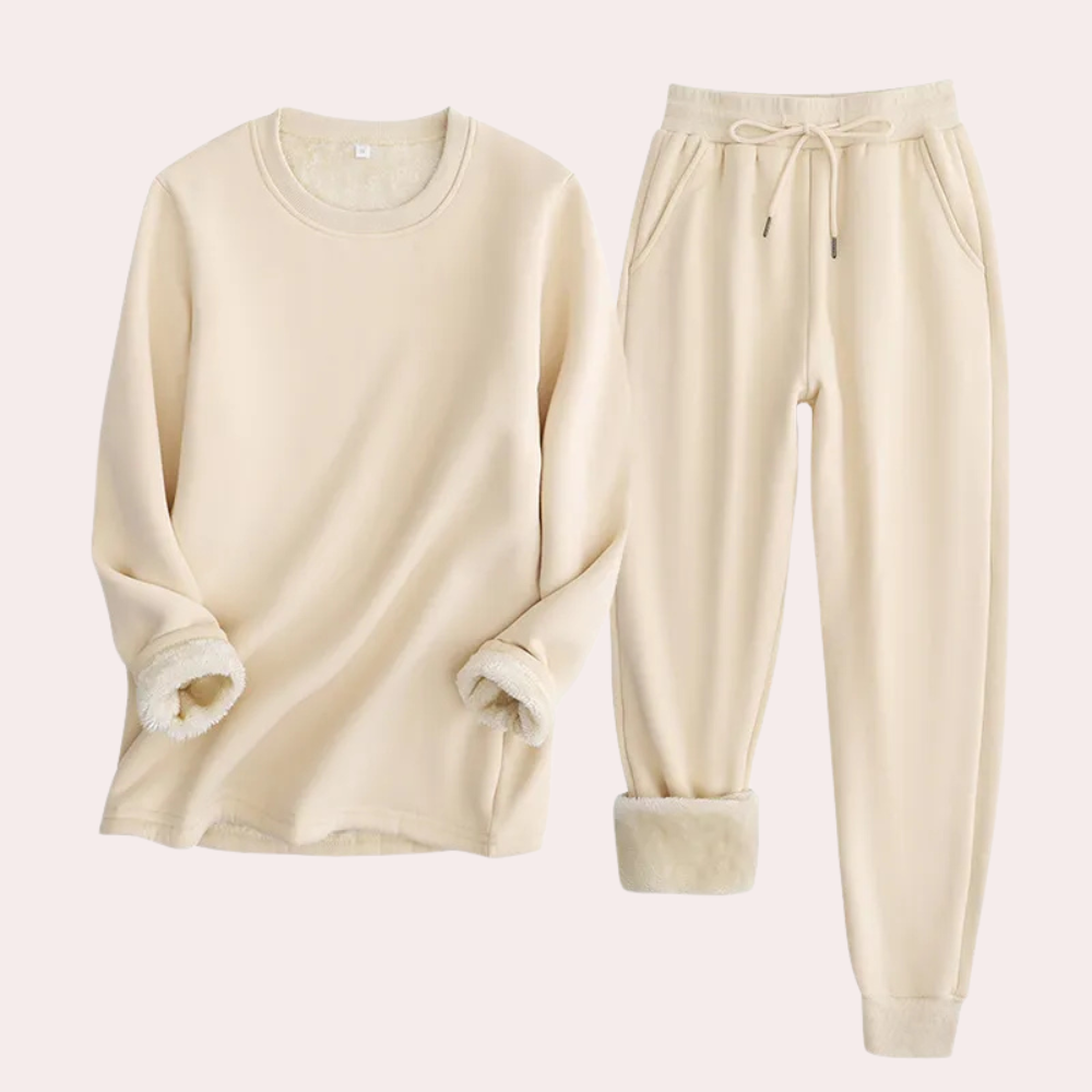 2-delige loungewear set - zachte dames fleece sweatshirt en joggers - Bakkermode.nl
