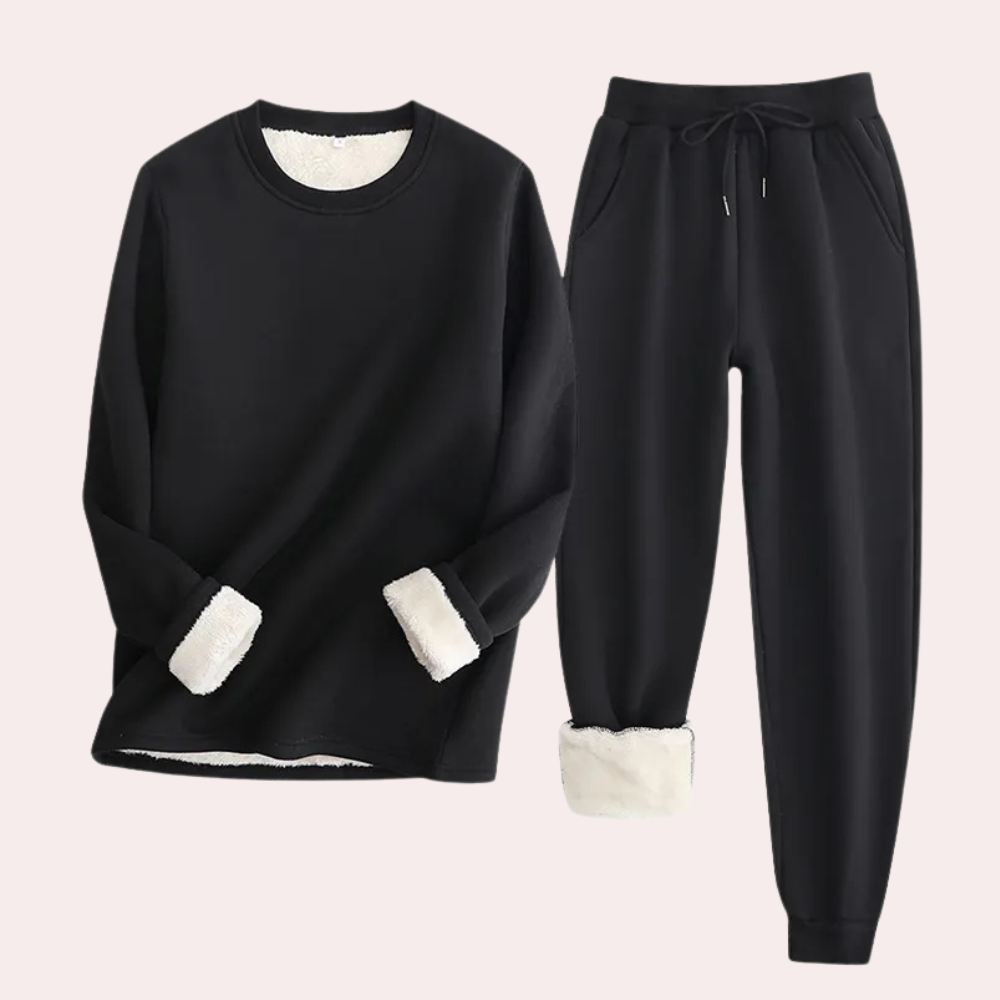 2-delige loungewear set - zachte dames fleece sweatshirt en joggers - Bakkermode.nl