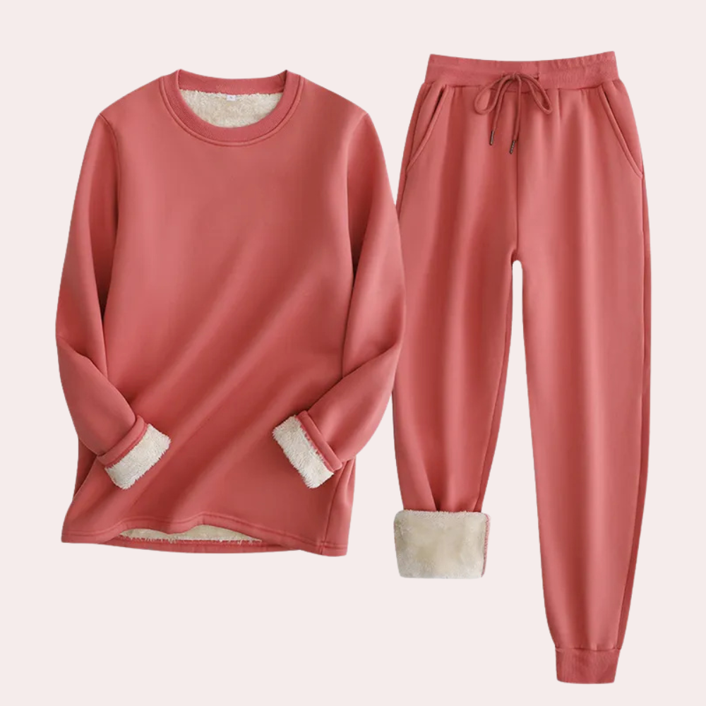 2-delige loungewear set - zachte dames fleece sweatshirt en joggers - Bakkermode.nl