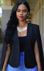 Dames cape blazer - elegante, lichte kantooroutfit voor professionals