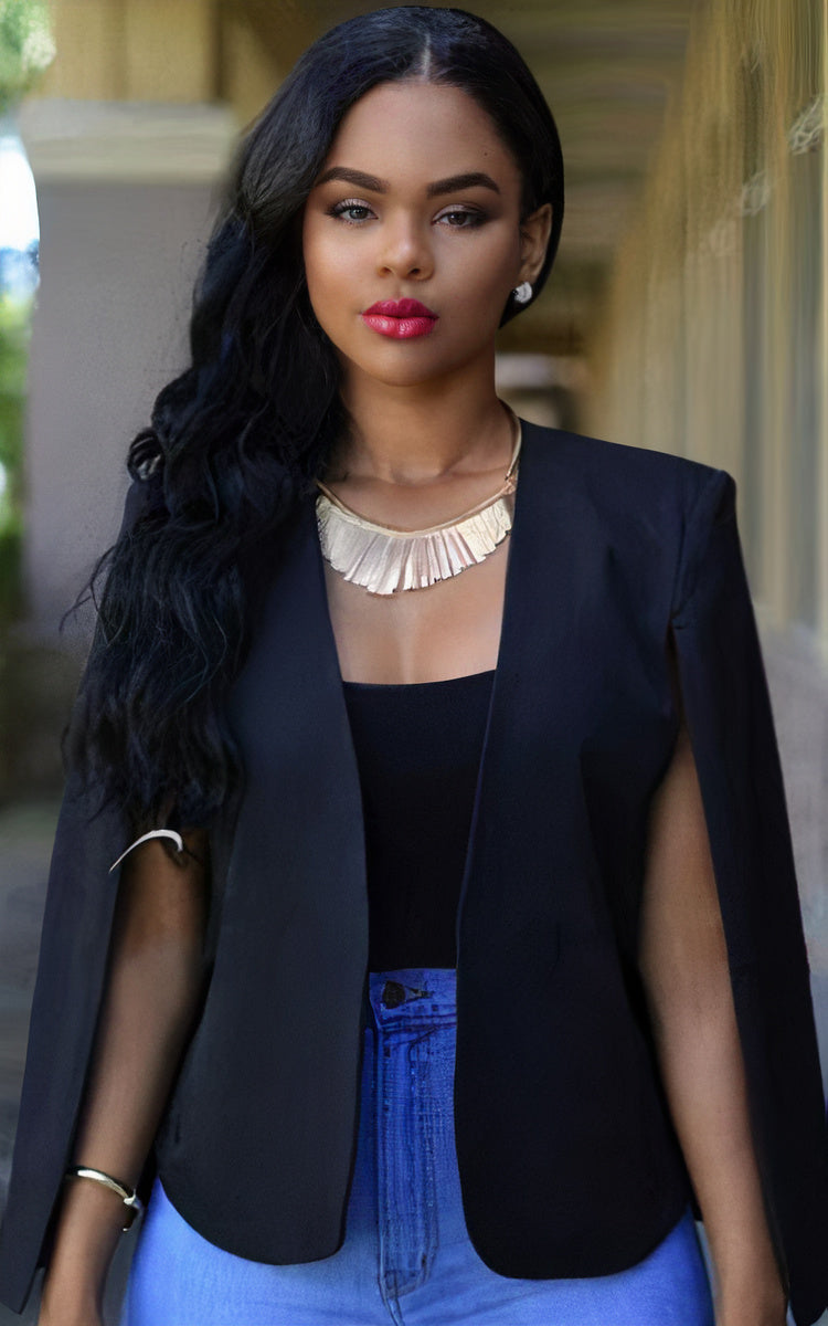 Dames cape blazer - elegante, lichte kantooroutfit voor professionals