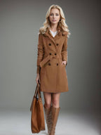 Trenchcoat - verfijnde lange damesjas met dubbele knopen