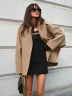 Oversized wollen jas - chique dames outerwear met batwing mouwen