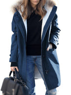 Dames parka jas - mid-length winterjack met capuchon en nepbont