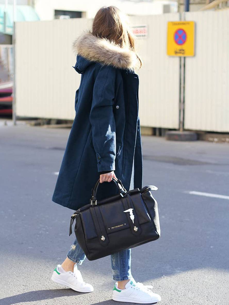 Dames parka jas - mid-length winterjack met capuchon en nepbont