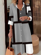 Shirtdress - trendy dames knopenjurk met geometrisch patroon