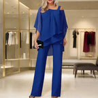 2-delige chiffon set - verfijnde dames top en jumpsuit - Bakkermode.nl