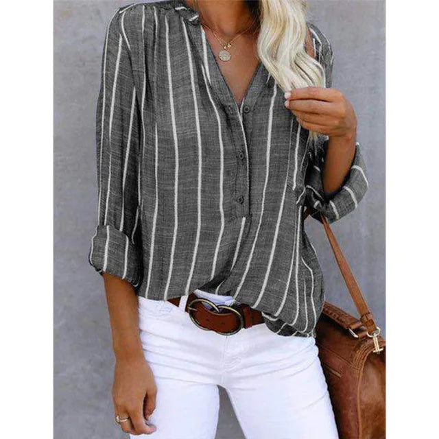 Dames gestreepte overhemd - casual losse blouse voor een dagelijkse chique look