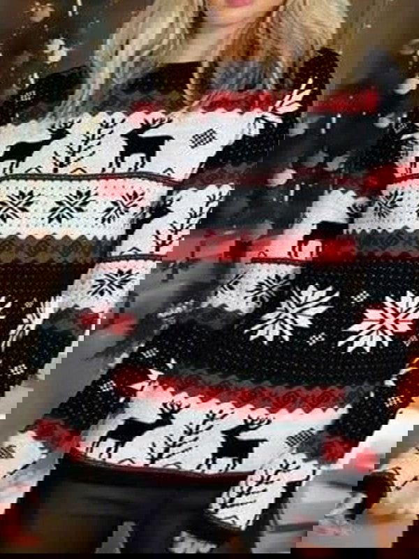 Scandinavische rendier kersttrui - warme Noorse kersttrui voor dames - Bakkermode.nl
