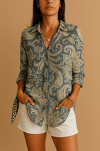 Dames bloemenblouse met lange mouwen voor casual zomerdagen - lichte katoenen blouse voor elke dag