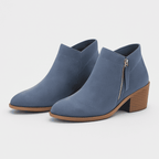 Dames suede enkellaarsjes met dubbele rits - trendy chunky laarsjes voor casual en chique gelegenheden